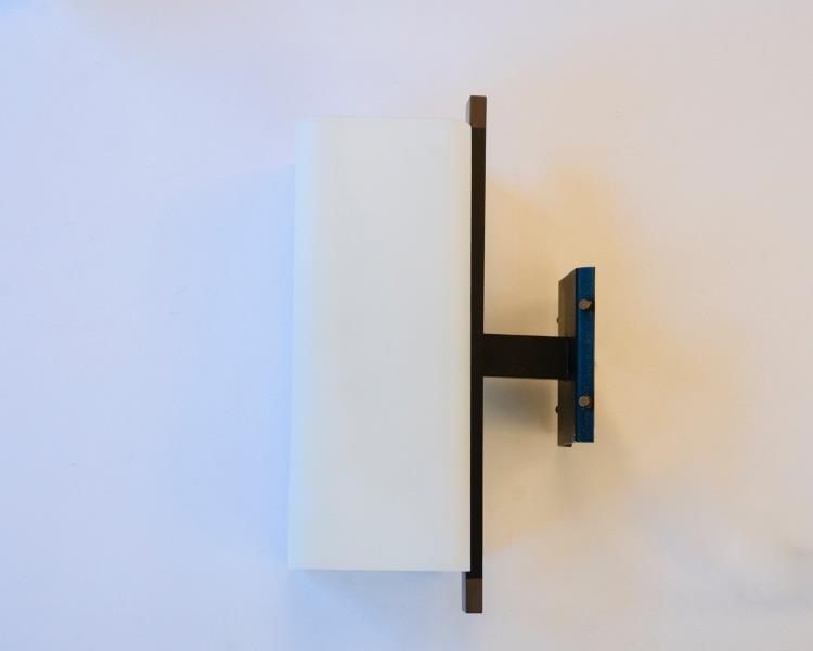 Stillux wall sconces in frosted glass and blackened metal, Milan, c.1970s