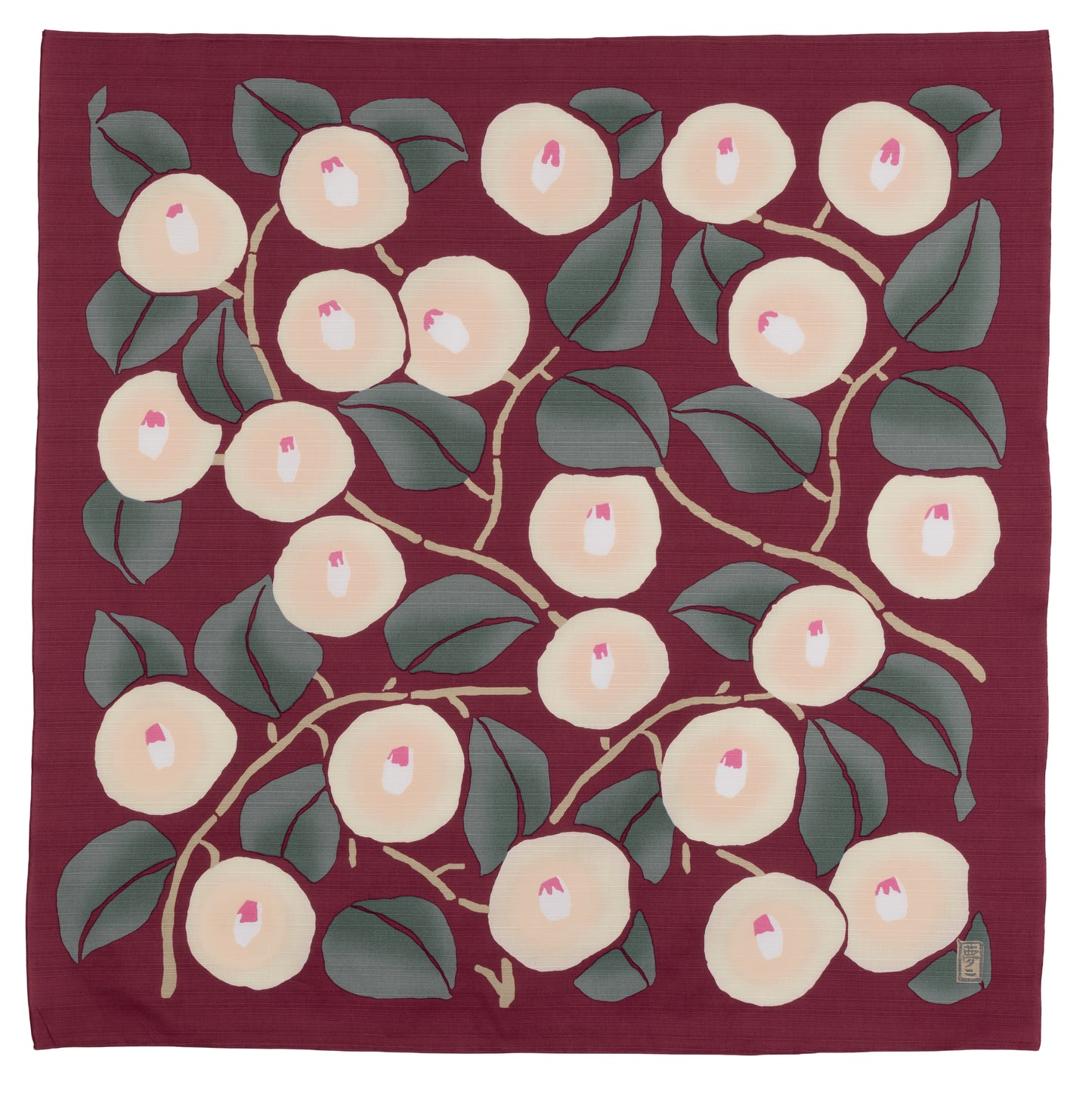 Furoshiki: Yumeji Takehisa, Camellia, Bordeaux