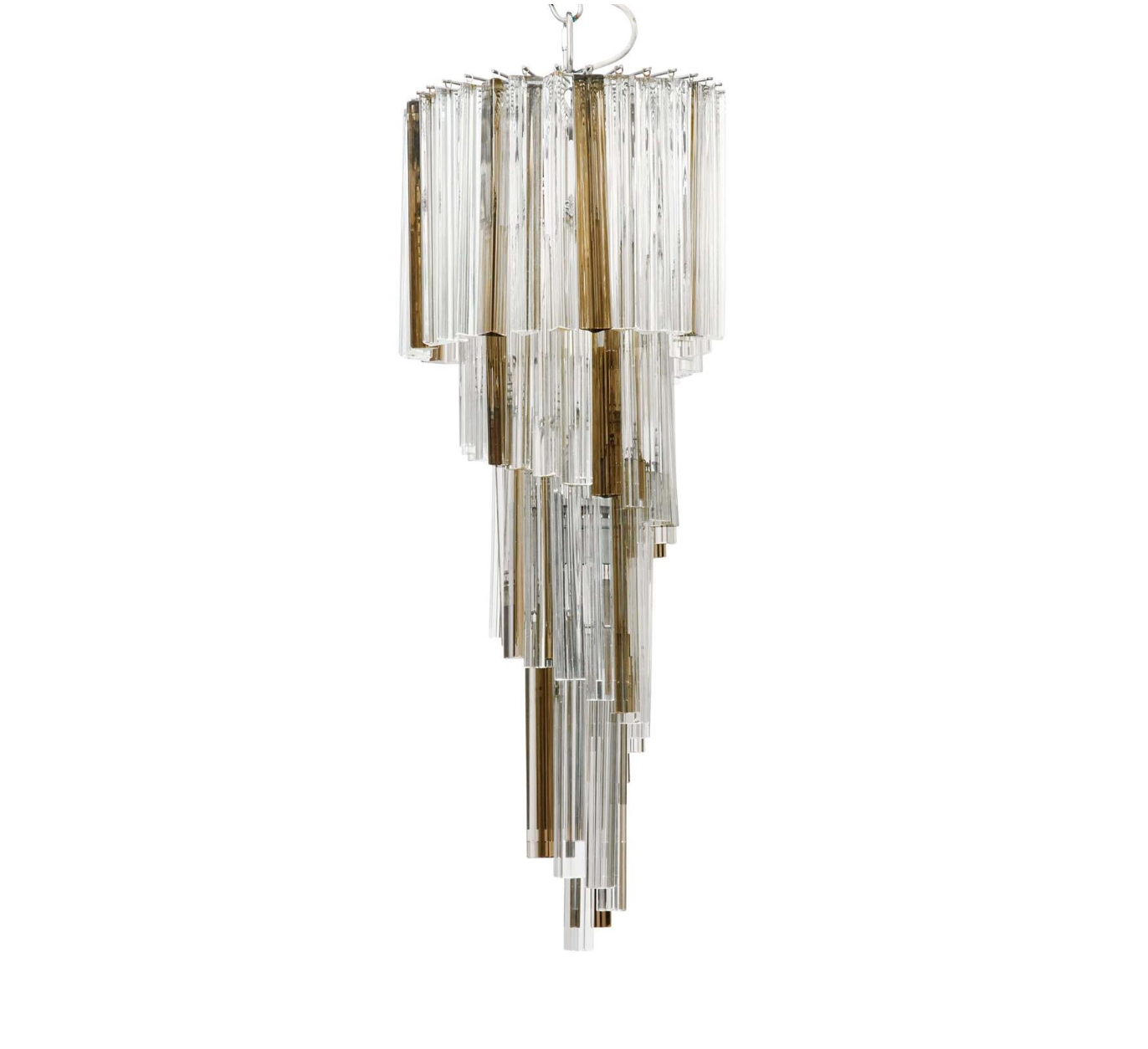 Venini: Murano Glass Spiral Chandelier in Triedri Prisms