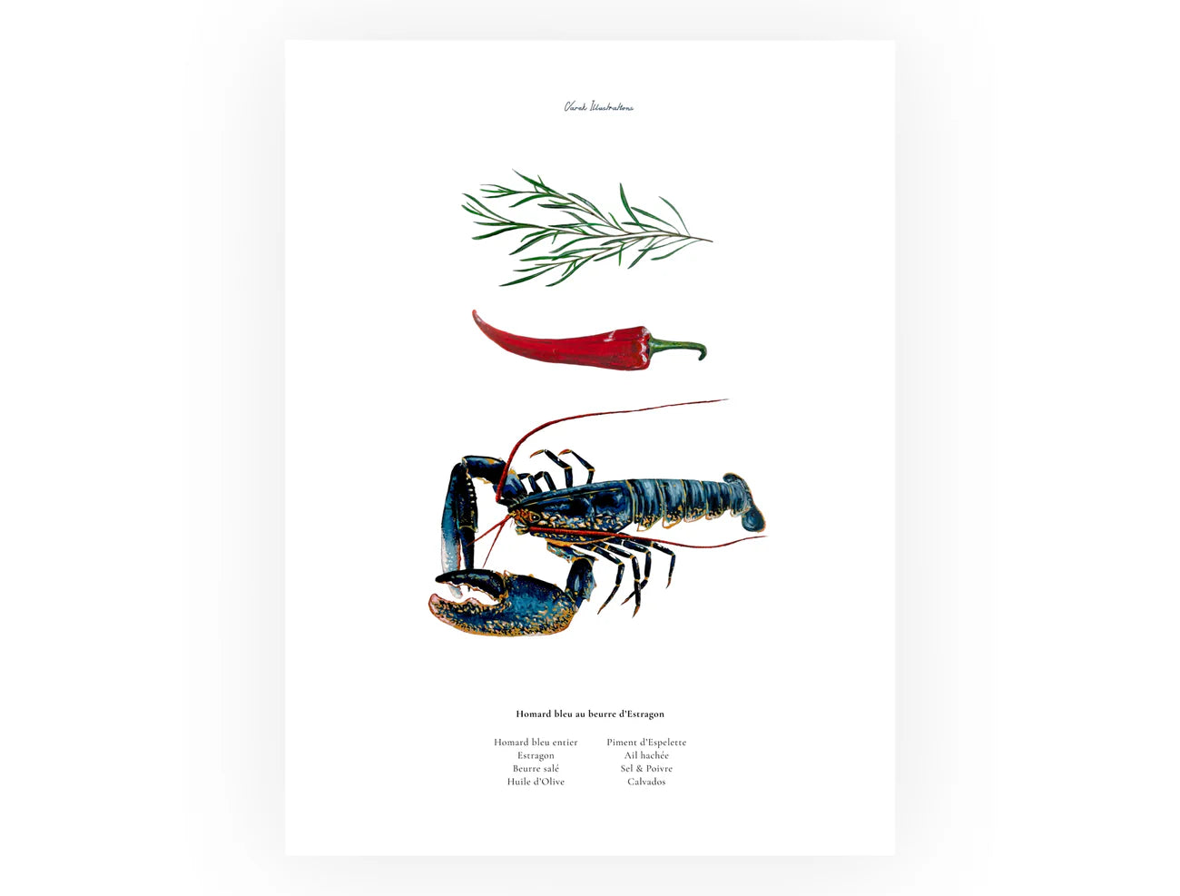 Poster:  La recette du Homard au Beurre d'Estragon