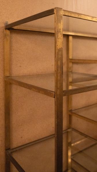 Willy Rizzo mid-century wall unit in brass and burl wood