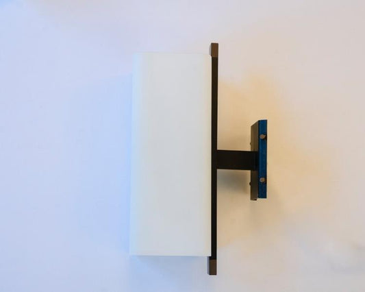 Stillux wall sconces in frosted glass and blackened metal, Milan, c.1970s