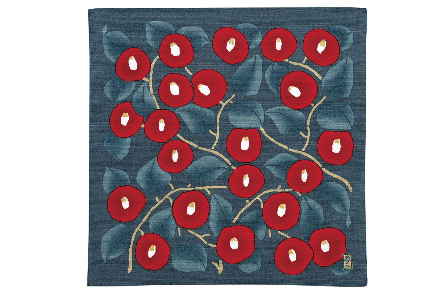 Furoshiki: Yumeji Takehisa, Camellia, Blue Rat