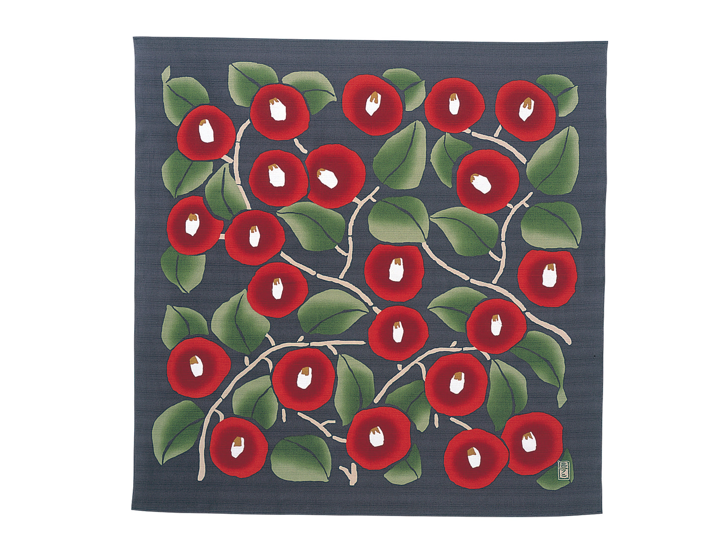 Furoshiki: Yumeji Takehisa, Camellia, Grey