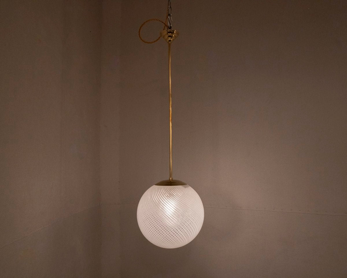 Carlo Scarpa for Venini reticello glass pendant, c.1970s