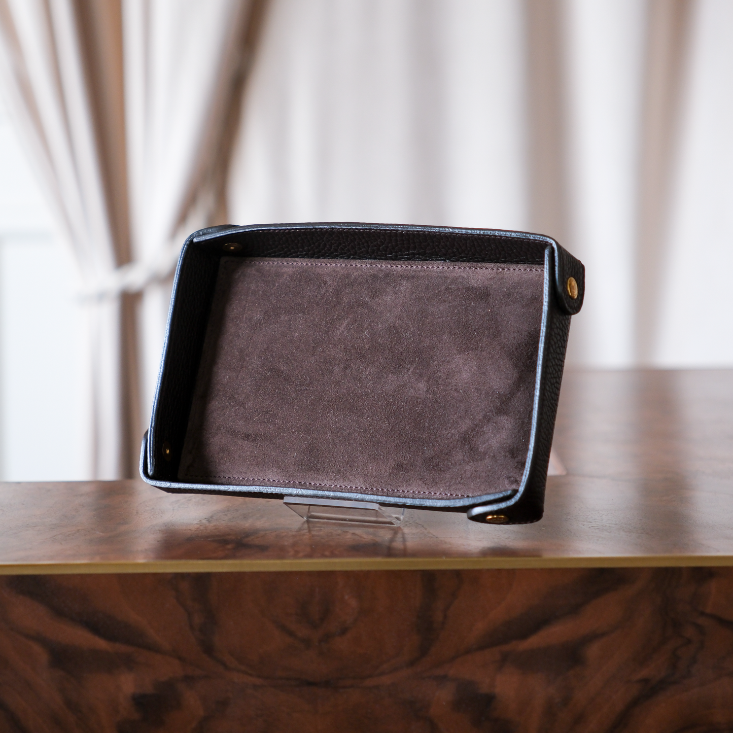 Contemporary leather valet tray