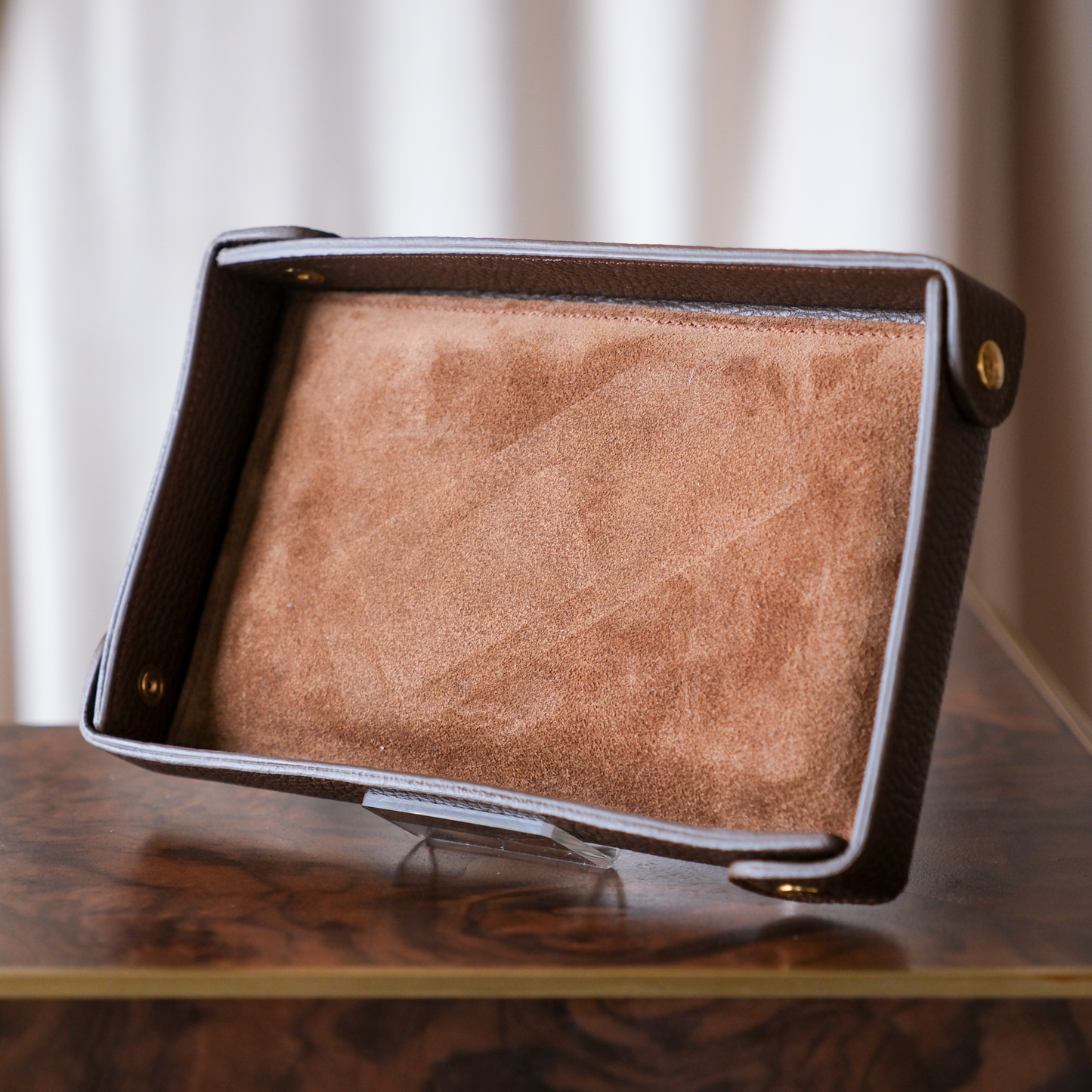 Contemporary leather valet tray