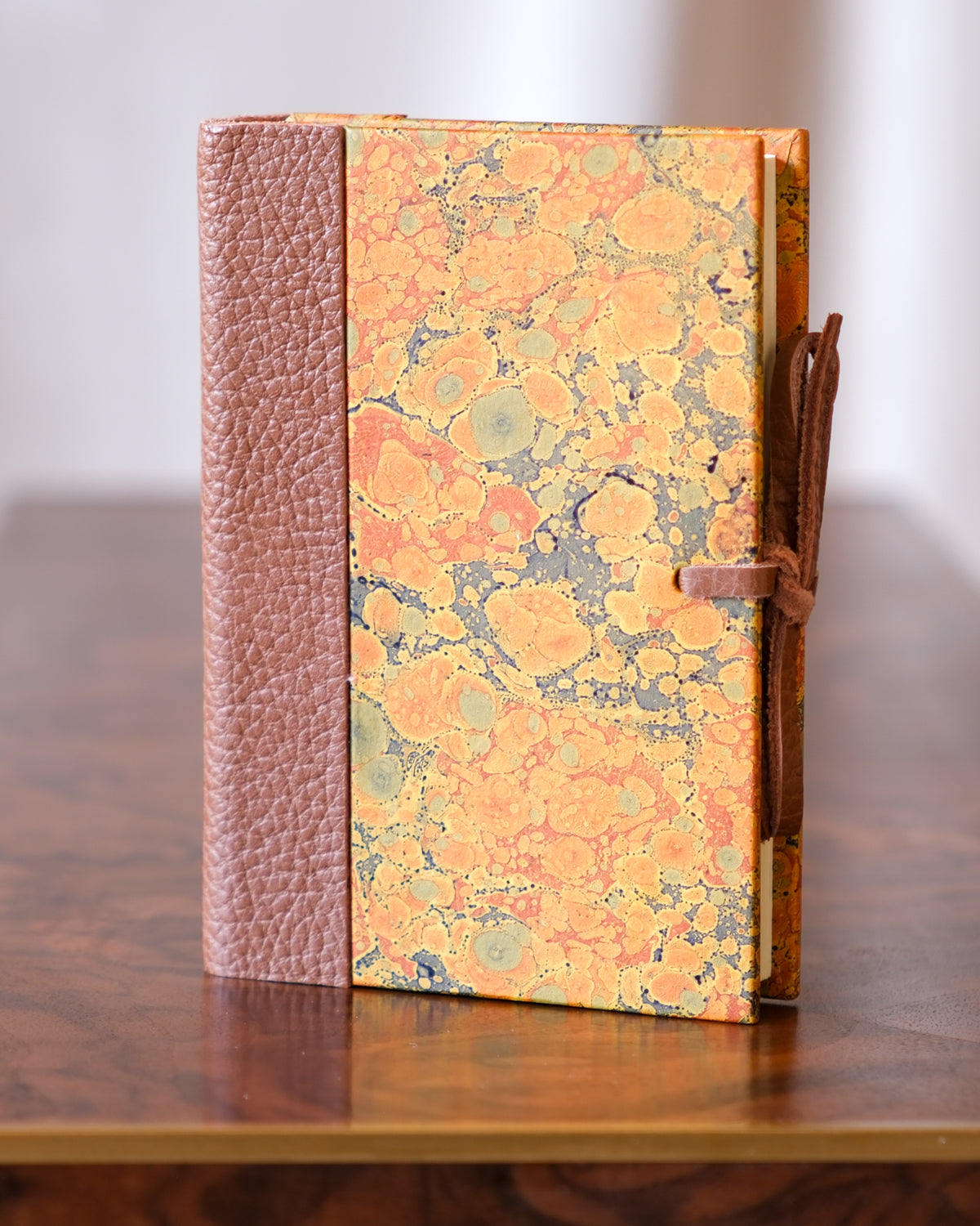 Notebook, Leather and Marbled Paper — half-bound by Giulio Giannini e Figlio, Florence