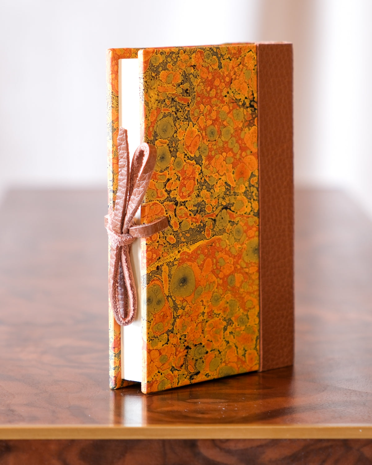 Notebook, Leather and Marbled Paper — half-bound by Giulio Giannini e Figlio, Florence
