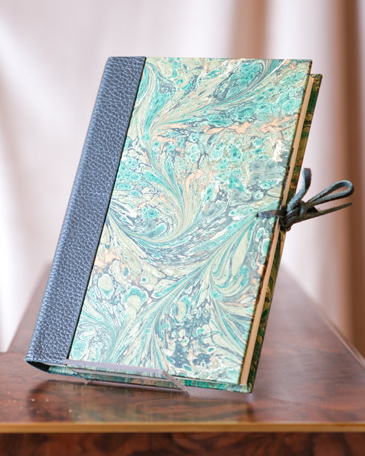 Notebook, Leather and Marbled Paper — half-bound by Giulio Giannini e Figlio, Florence