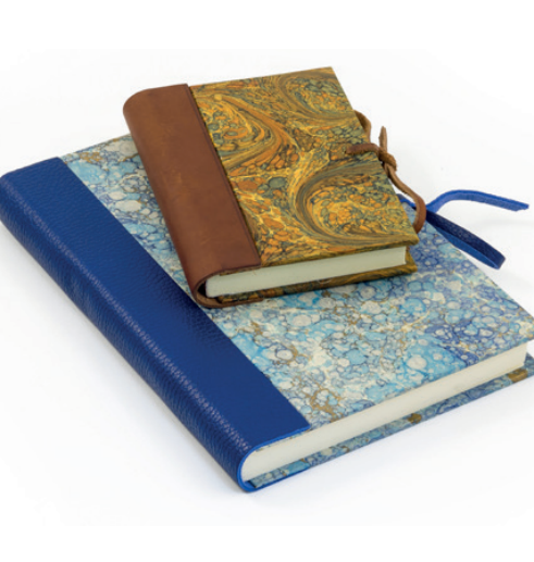 Notebook: Leather and Marbled Paper