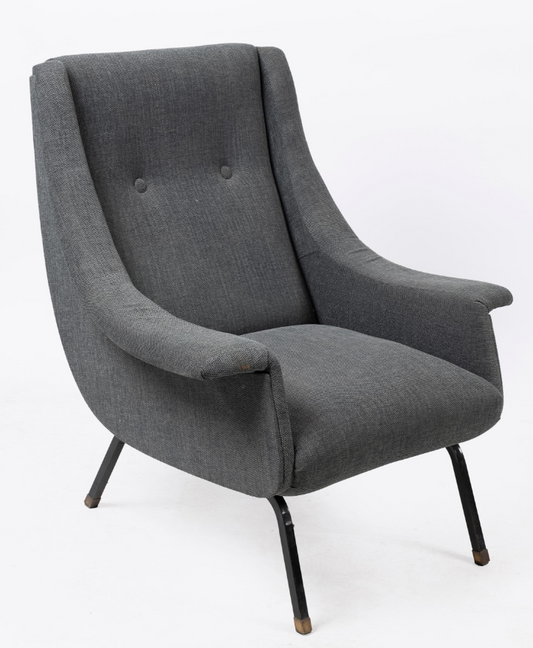 Italian Button-Back Armchair: Mid-Century, c.1960s