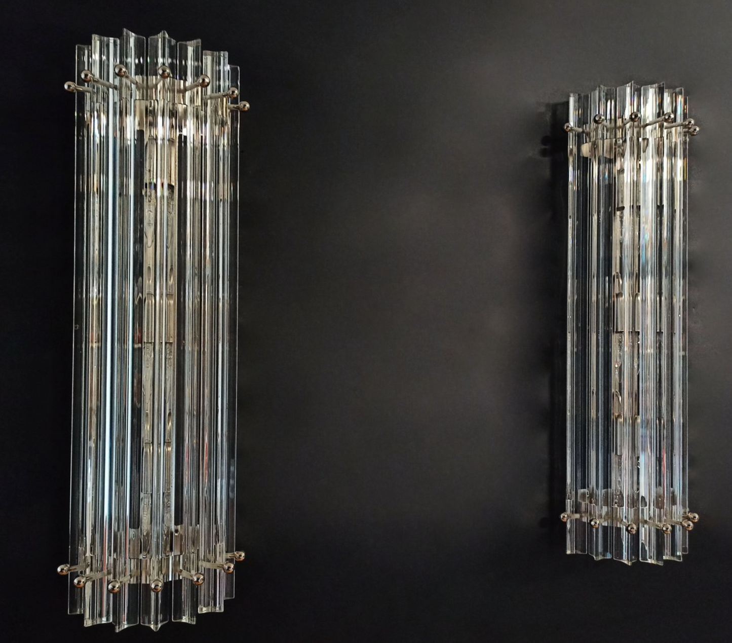 Pair of Vintage Murano Triedri Wall Sconces