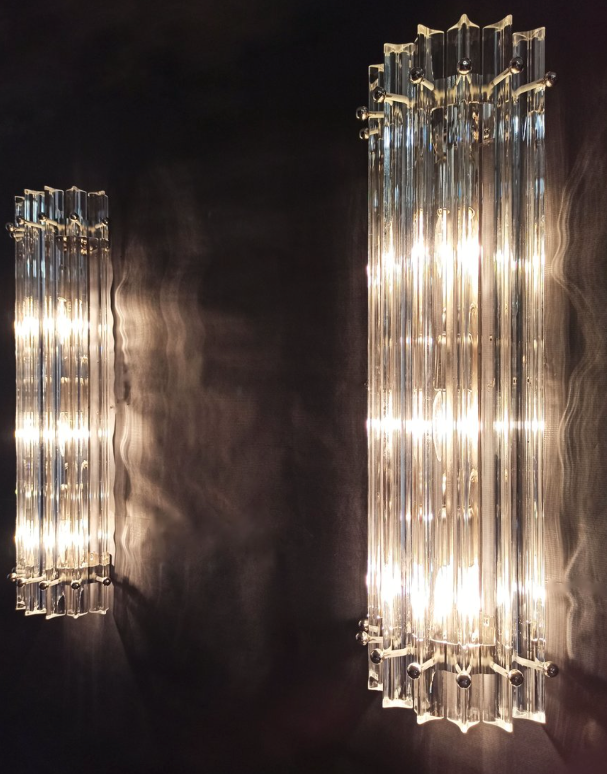 Pair of Vintage Murano Triedri Wall Sconces