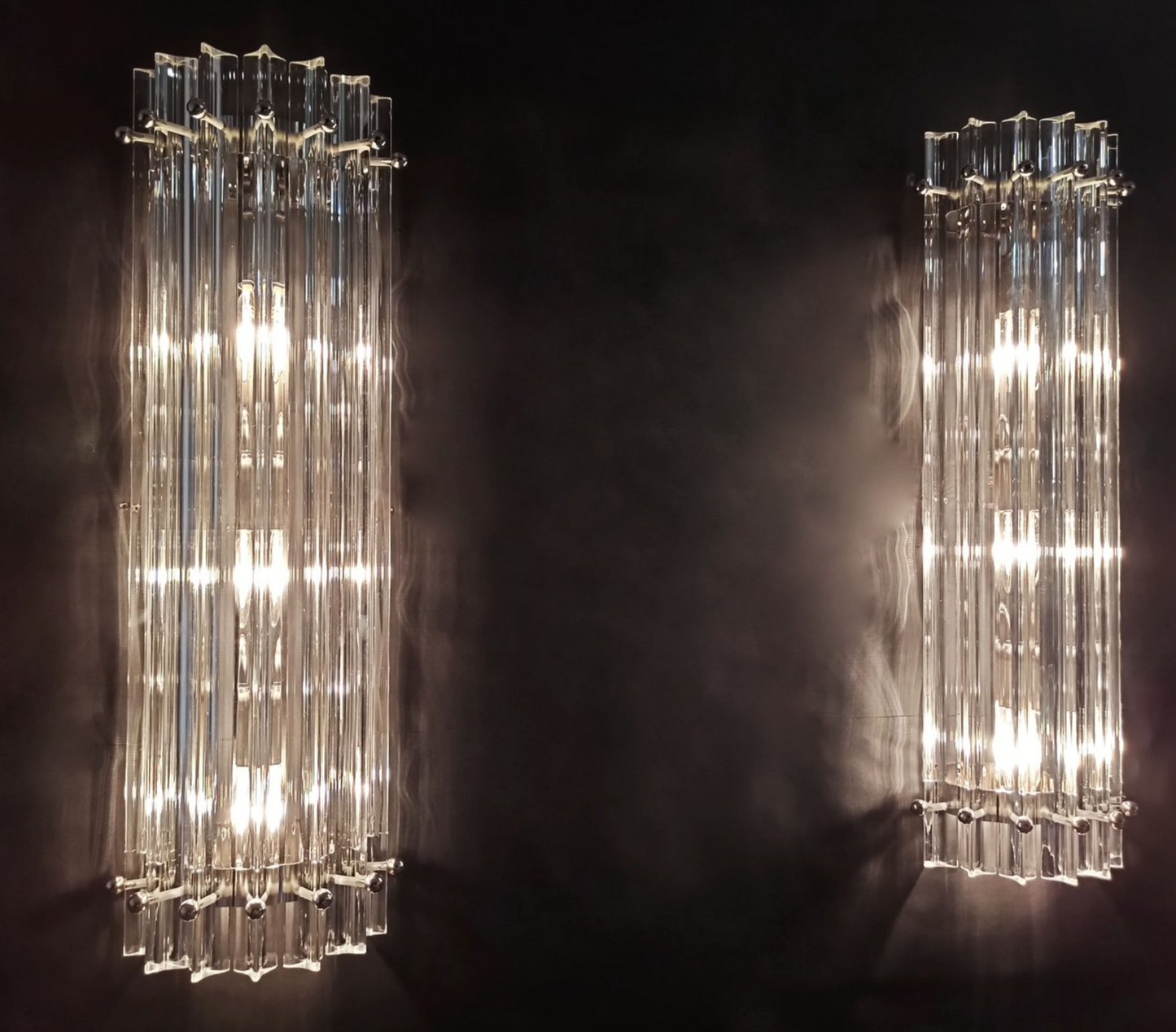 Pair of Vintage Murano Triedri Wall Sconces