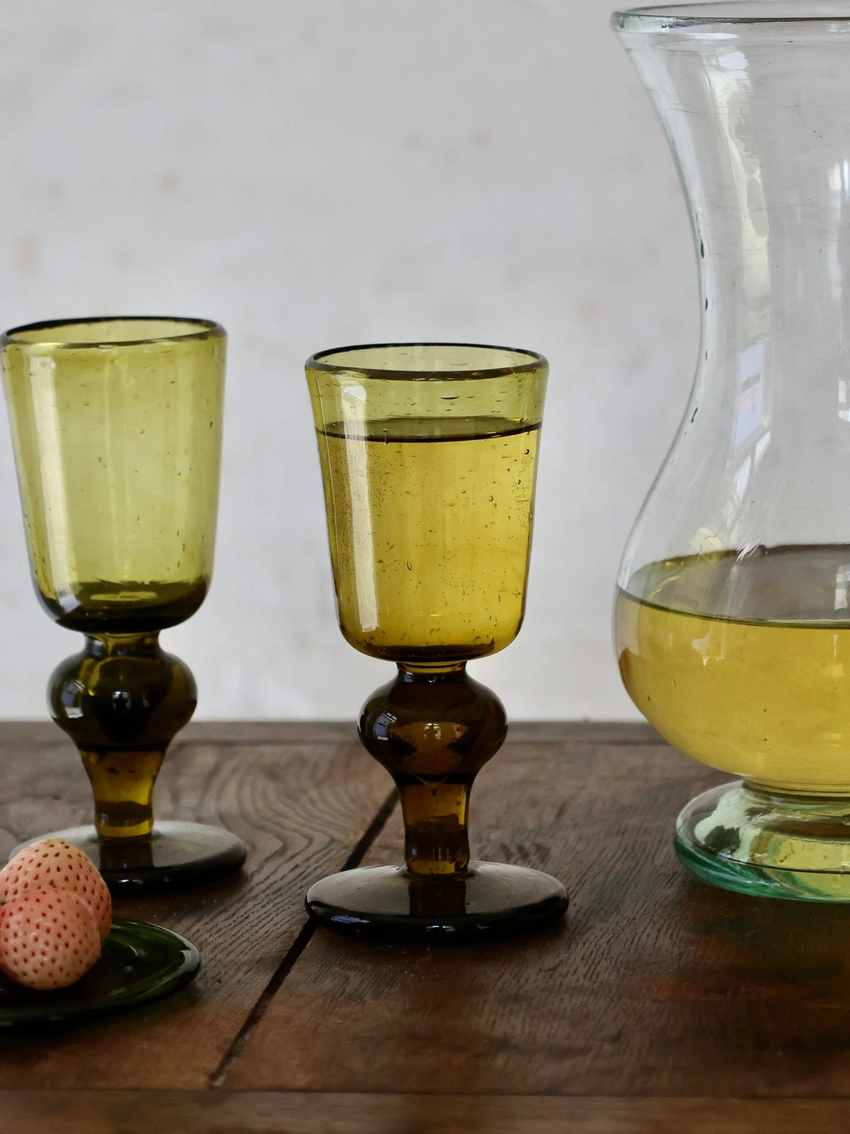 White Wine Glass, Miel — mouth-blown recycled glass by La Soufflerie, Paris