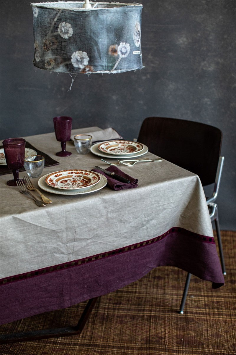 Riviera tablecloth - Sabbia-Bordeaux-Pruno